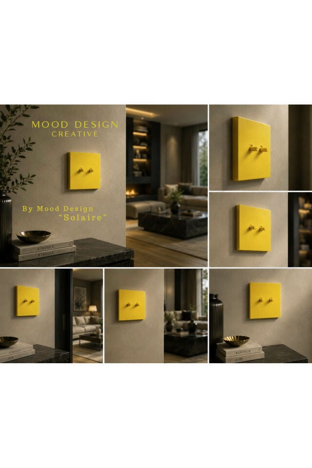AION Collection - VIVID Series (SOLAIRE) 2Lİ /(V.İ.K.O. İLE UYUMLUDUR) 2Lİ Minimal Mat Tasarım Priz - Anahtar COVER/ Premium Dekoratif Canlı Renkler Serisi (SARI)