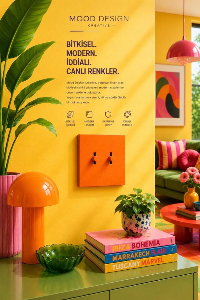 AION Collection - VIVID Series (IGNIS) 2Lİ /(V.İ.K.O. İLE UYUMLUDUR) 2Lİ Minimal Mat Tasarım Priz - Anahtar COVER/ Premium Dekoratif Canlı Renkler Serisi (TURUNCU)