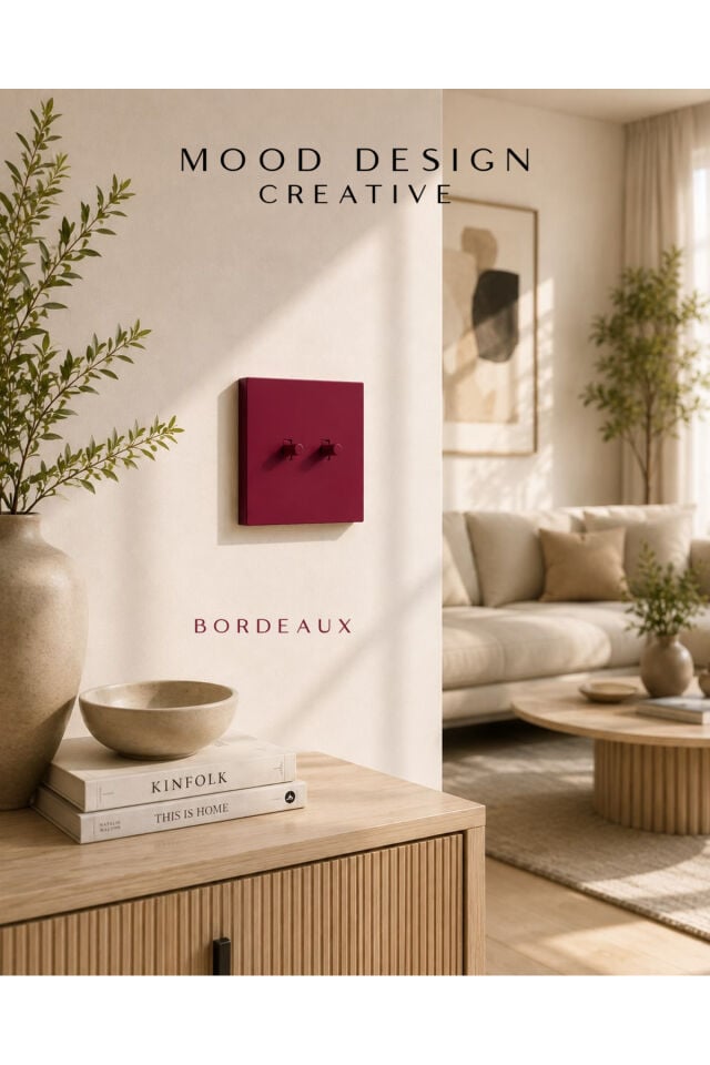 AION Collection - VIVID Series (BORDEAUX)2Lİ / (V.İ.K.O. İLE UYUMLU) 2Lİ Minimal Mat Tasarım Priz - Anahtar COVER/ Premium Dekoratif Canlı Renkler Serisi (BORDO)