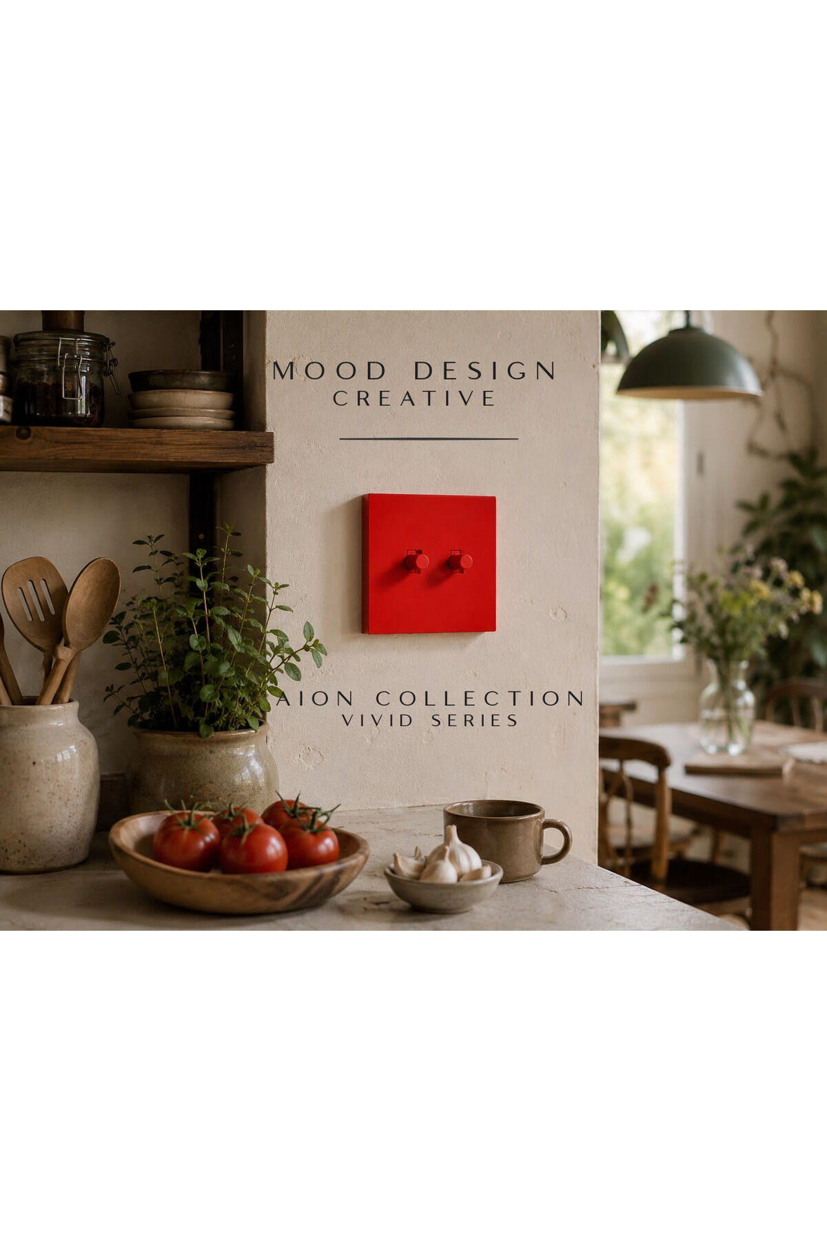 AION Collection - VIVID Series (SCARLET RED)2Lİ / (V.İ.K.O. İLE UYUMLU) 2Lİ Minimal Mat Tasarım Priz - Anahtar COVER/ Premium Dekoratif Canlı Renkler Serisi (CANLI KIRMIZI)