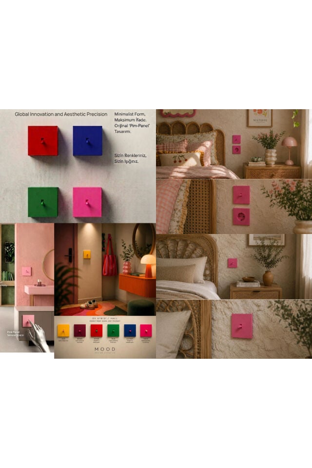 AION Collection - VIVID Series (BLUSH) /(V.İ.K.O. İLE UYUMLUDUR) Minimal Mat Tasarım Priz - Anahtar COVER/ Premium Dekoratif Canlı Renkler Serisi (ŞEKER PEMBE)