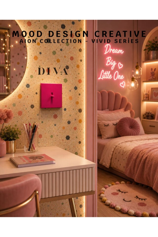 AION Collection - VIVID Series (DIVA) / (V.İ.K.O. İLE UYUMLU) Minimal Mat Tasarım Priz - Anahtar COVER/ Premium Dekoratif Canlı Renkler Serisi (FUŞYA)