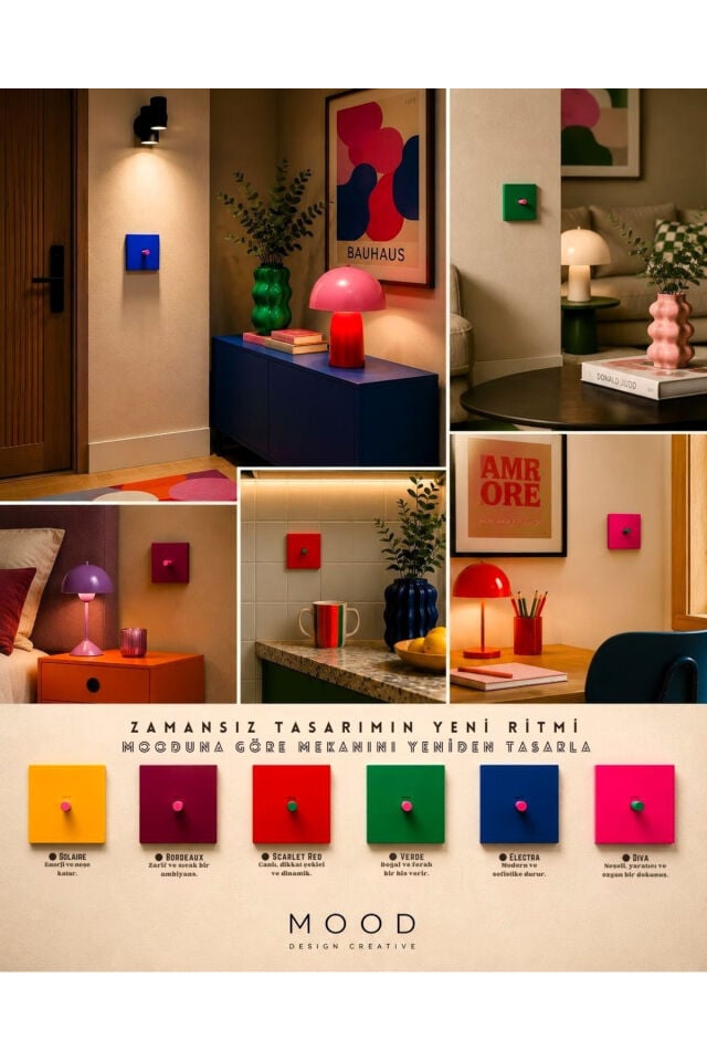 AION Collection - VIVID Series (BORDEAUX) / (V.İ.K.O. İLE UYUMLUDUR) Minimal Mat Tasarım Priz - Anahtar COVER/ Premium Dekoratif Canlı Renkler Serisi (BORDO)