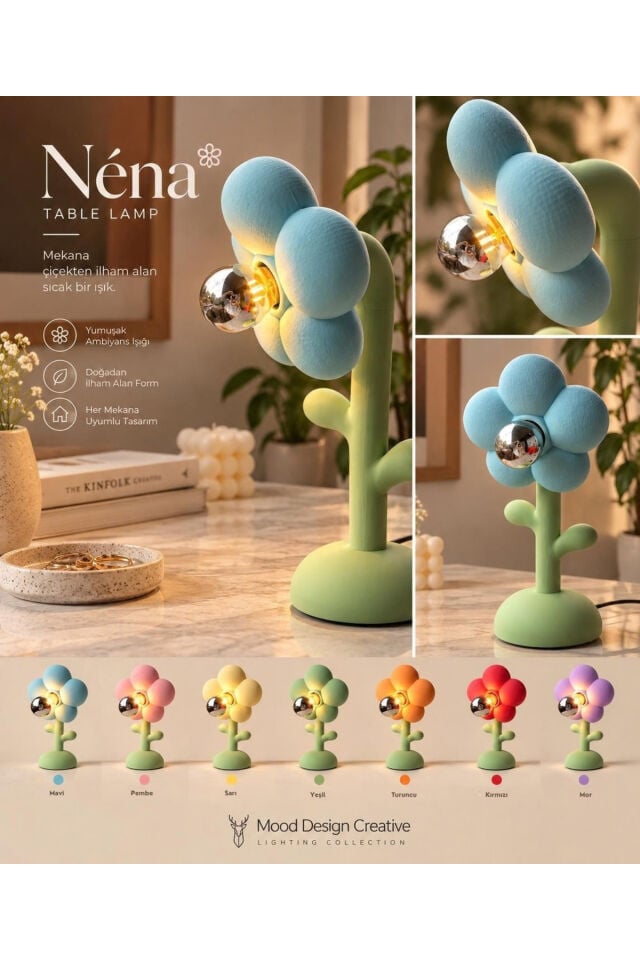 NENA DESK&NIGHT DECORATIVE LAMP (MISTY) - NENA DEKORATİF MASA VE GECE LAMBASI (MAVİ)