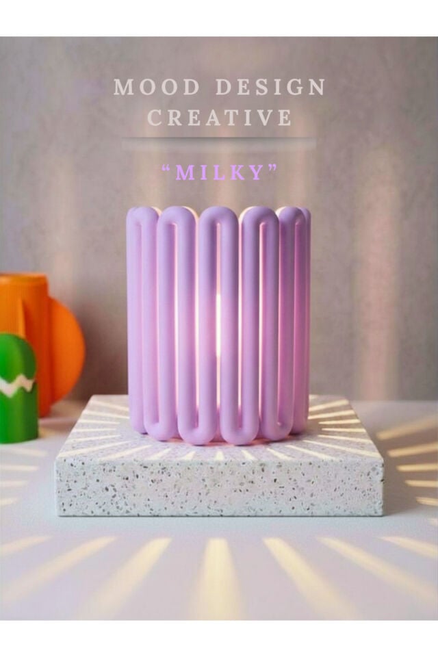 LOOPY MILKY DECORATIVE AMBIENT LAMP - Loopy Lamp Dekoratif Ambiyans Masa ve Gece Lambası - LİLA