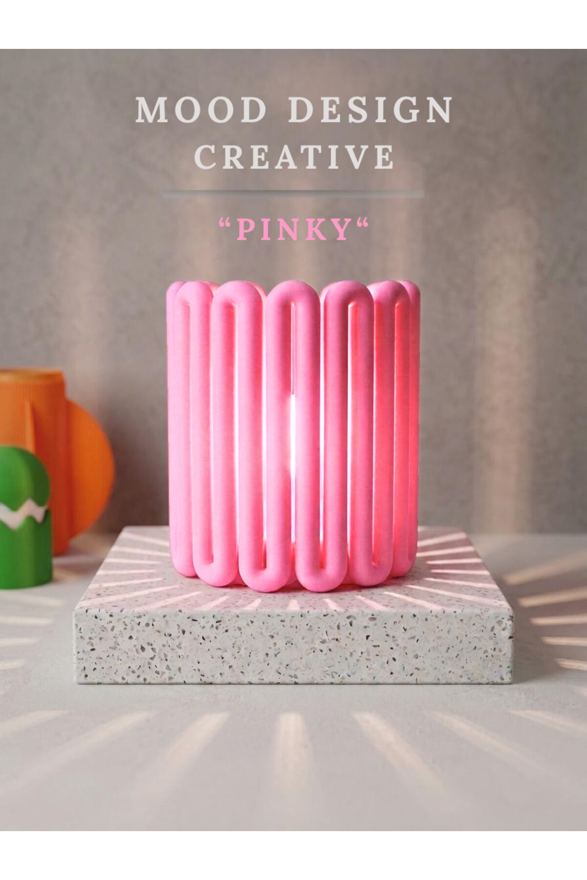 LOOPY PINKY DECORATIVE AMBIENT LAMP - Loopy Lamp Dekoratif Ambiyans Masa ve Gece Lambası - PEMBE