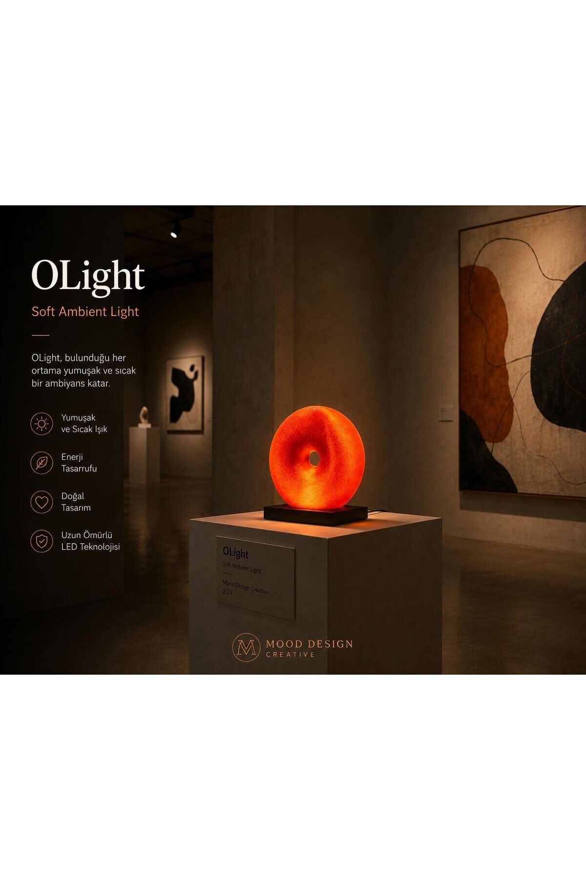 OLIGHT Orange Modern Decorative Glow - O ( Orange Donut) Design Soft Ambient Lamp (Masa-Ortam Ambiyans-Gece Lambası)