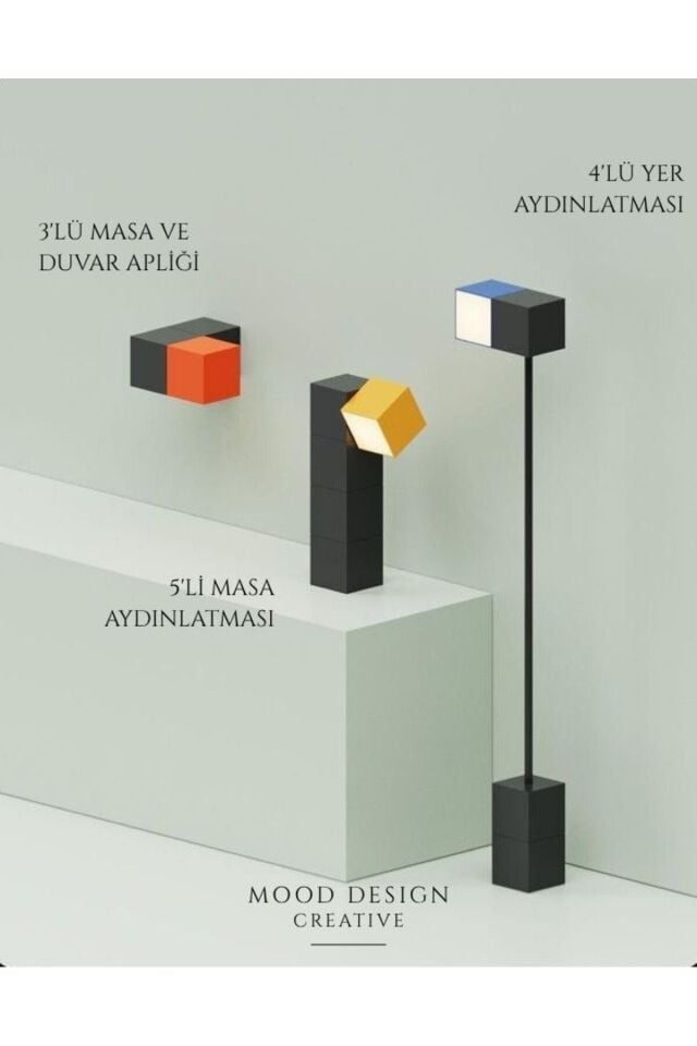 BLOCK CUBE DECORATIVE LAMP - BLOK KÜP DEKORATİF ÇOKLU MASA VE YER LAMBASI (5 KÜPLÜ)