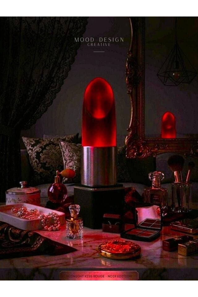 MIDNIGHT KISS ROUGE - Noir Edition Ambient Lamp (Masa Üzeri Dekoratif ve Gece Ambiyans Lambası)