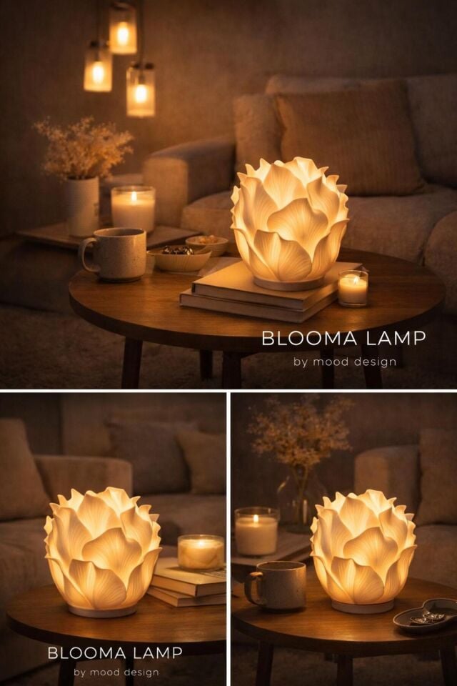 BLOOMA Ambient Light Object - Modern Form Elegance Tasarım Gece Lambası, USB Kablolu