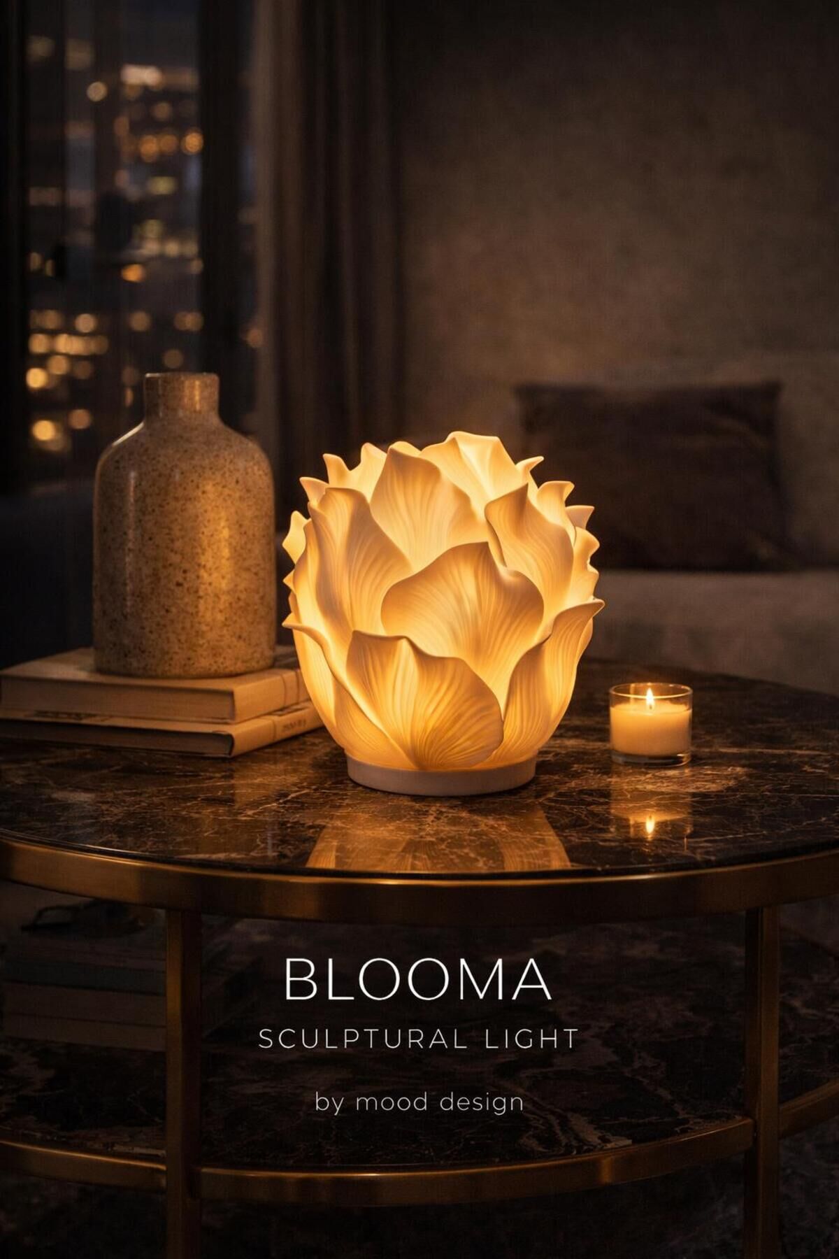 BLOOMA Ambient Light Object - Modern Form Elegance Tasarım Gece Lambası, USB Kablolu