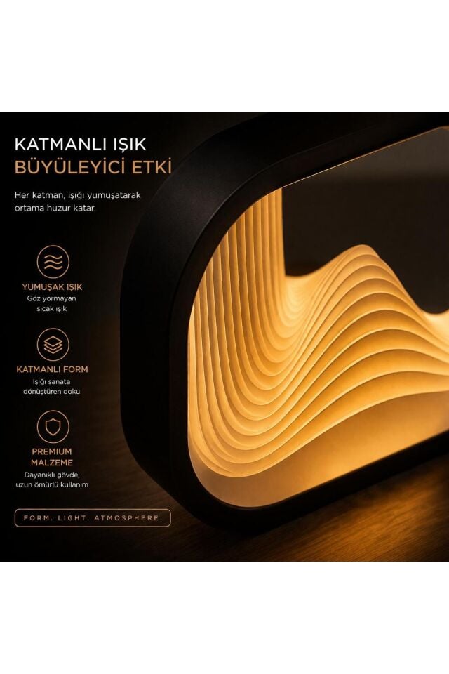 ORBITALGLOW Ambient Light Object - Modern Form Minimal Tasarım Gece Lambası, USB Kablolu